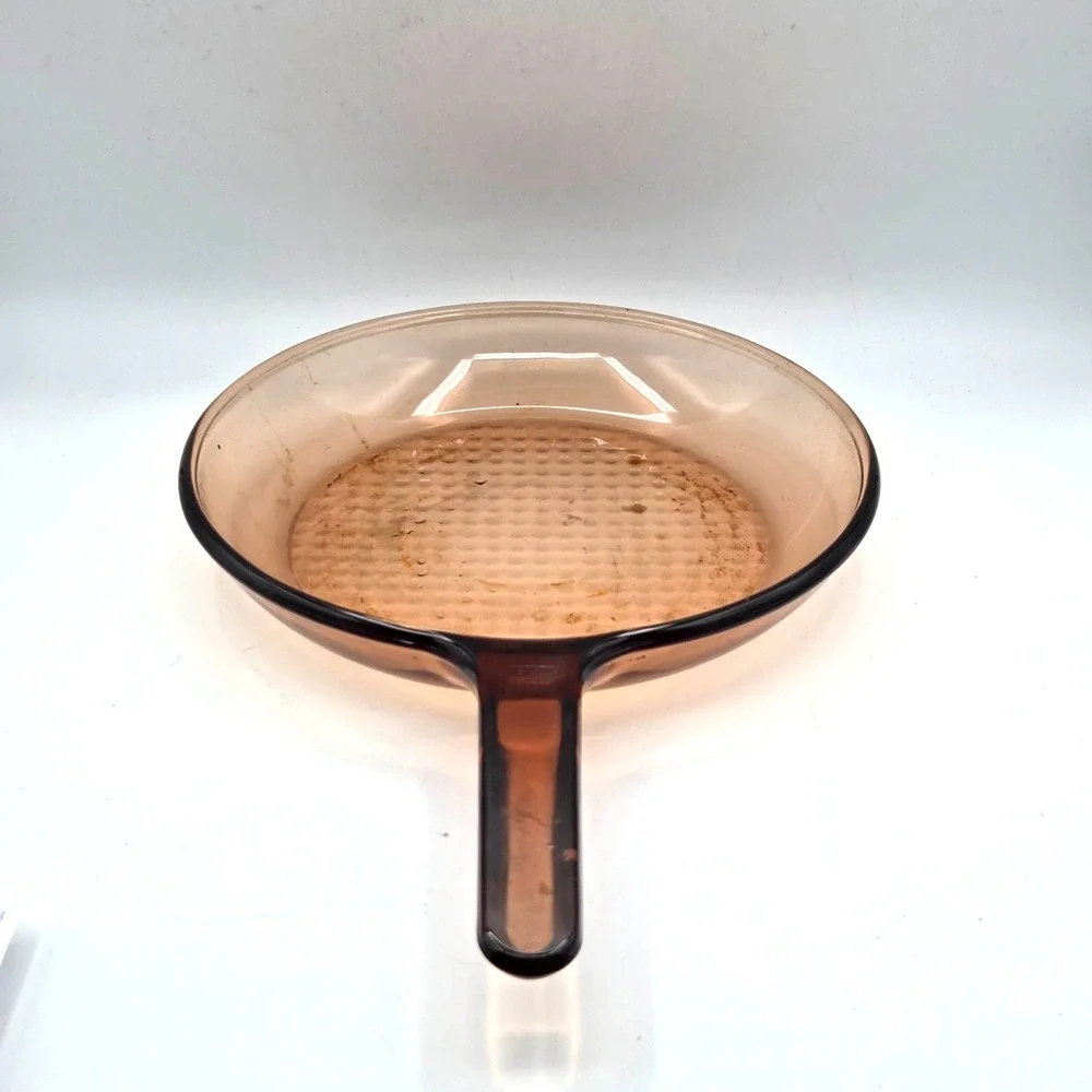 Vision Corning Ware Waffle Bottom 10.5 Inch Amber Glass Frying Pan Skillet